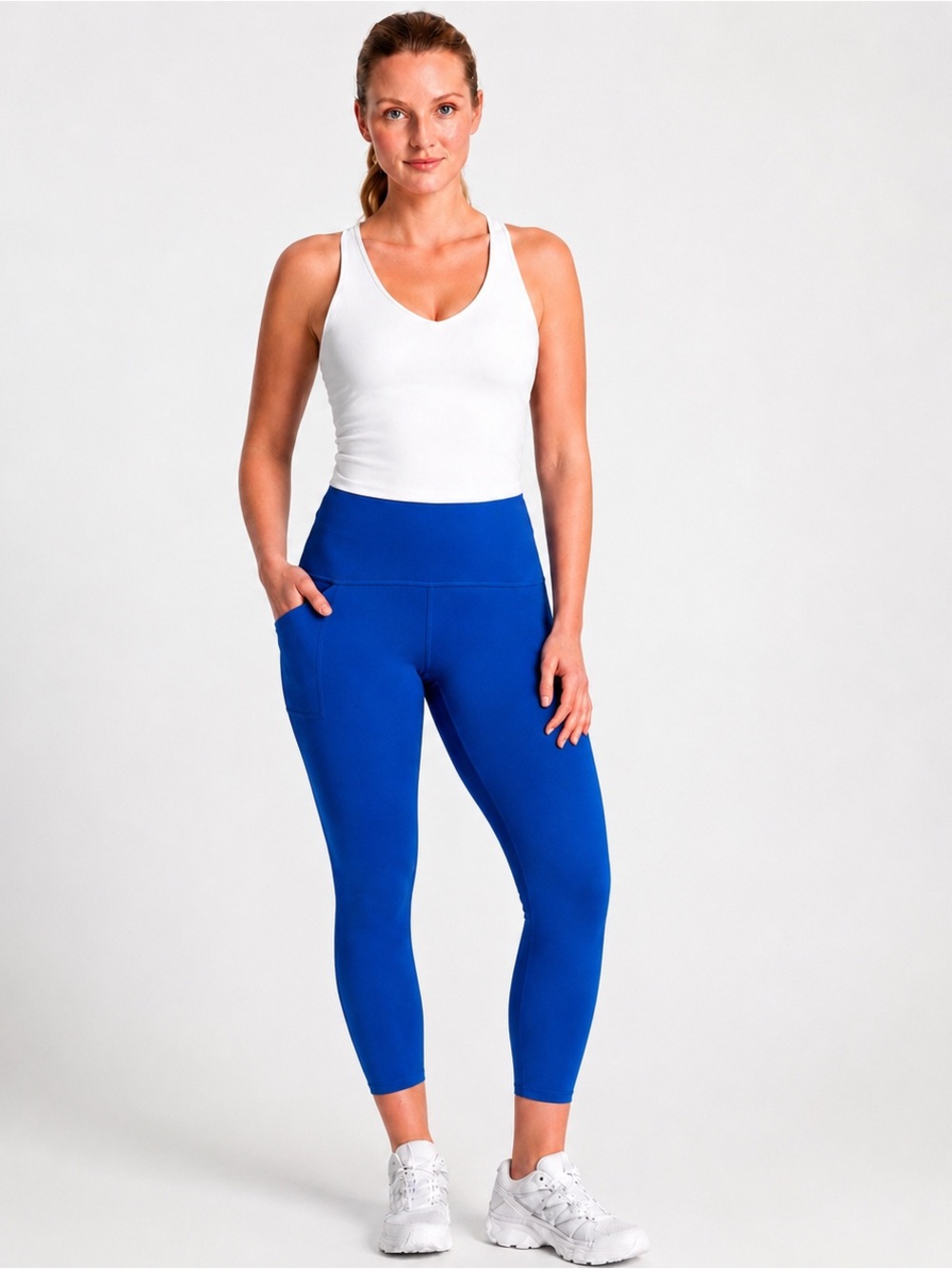 SPANX Booty Boost Pocket Leggings Royal Blue High Rise Size L